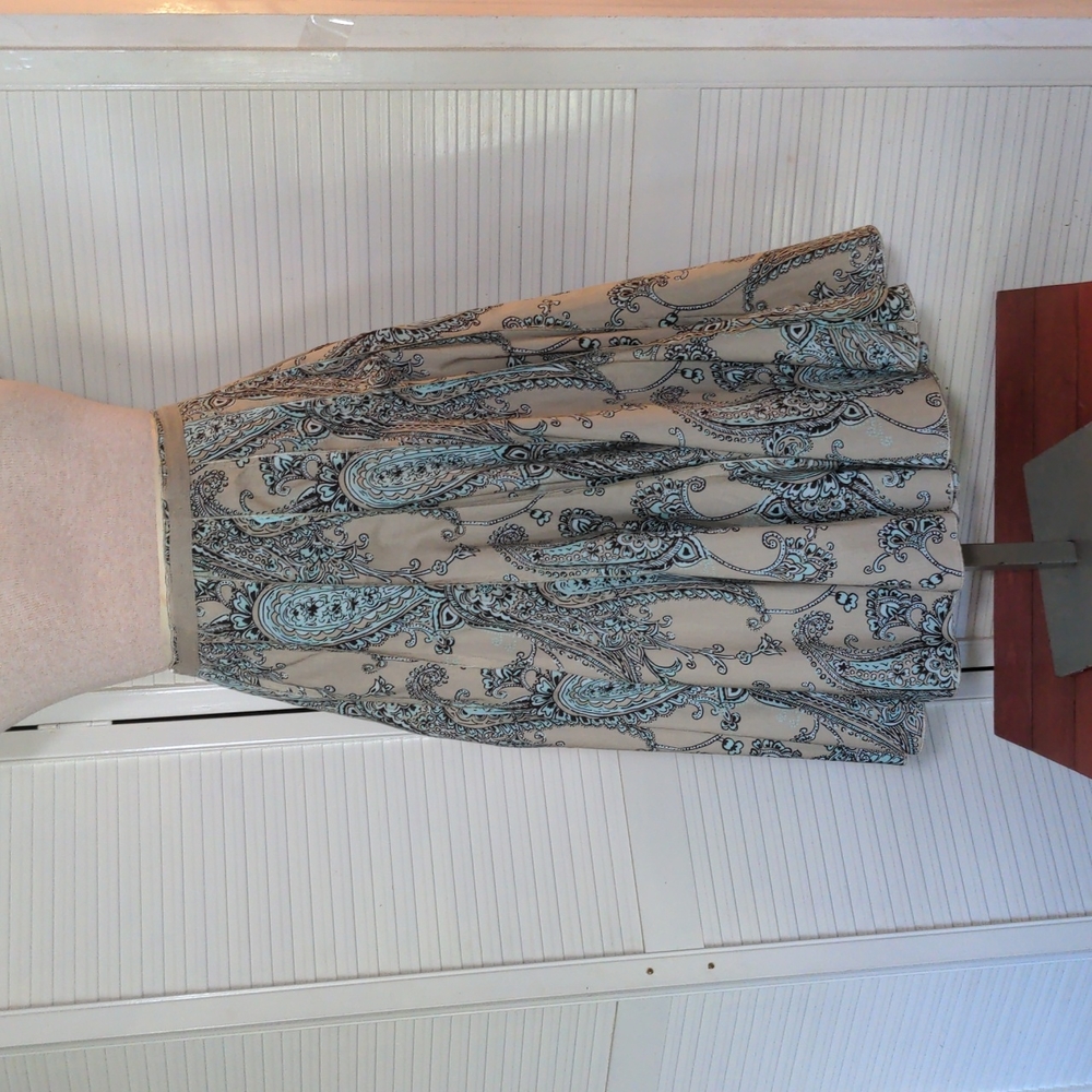 MICHAEL Michael Kors Tan Print Cotton Flared Gored Skirt Size L-XL